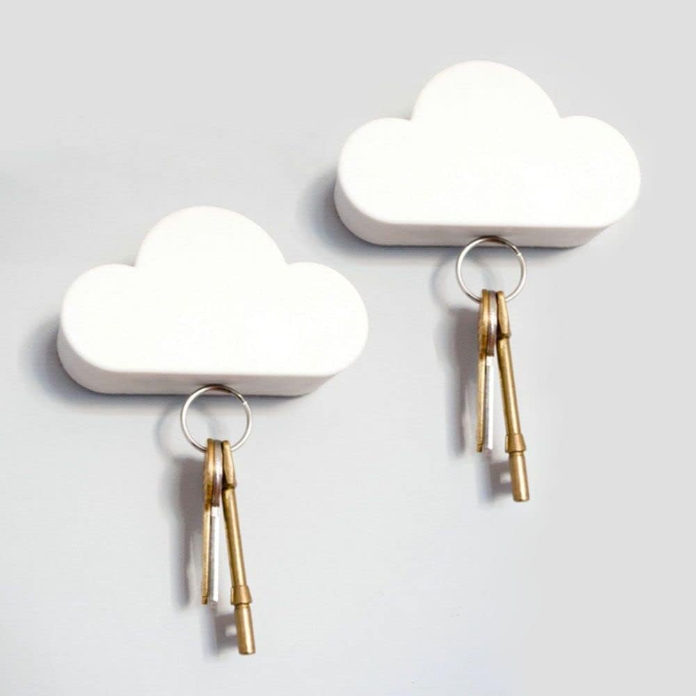 2 Soportes magnéticos para llaves nube blanca decorativo
