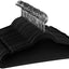 50 Perchas Terciopelo Flocado con Ganchos Inox Negro
