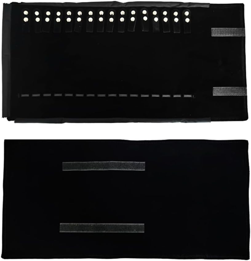 Estuche terciopelo joyas viaje negro con gris enrollable