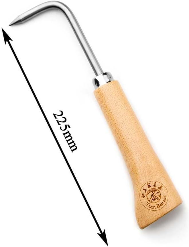 Gancho herramientas bonsái madera 8.9pulg acero inox