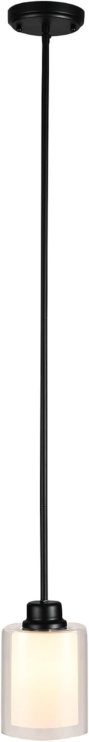 Colgante 1 luz regulable doble pantalla vidrio níquel
