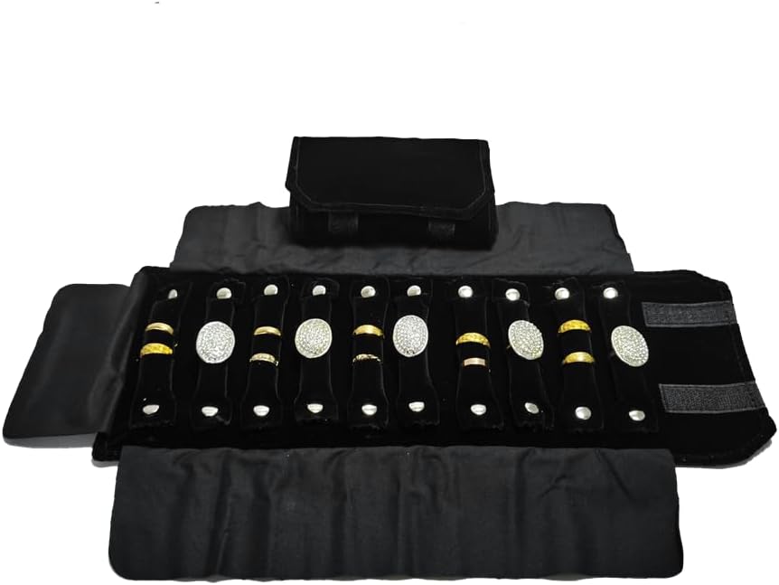Bolsa terciopelo negro plegable para joyas