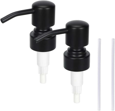 2 Dispensadores Jabón Acero Inox Negro Cabezal 28/400