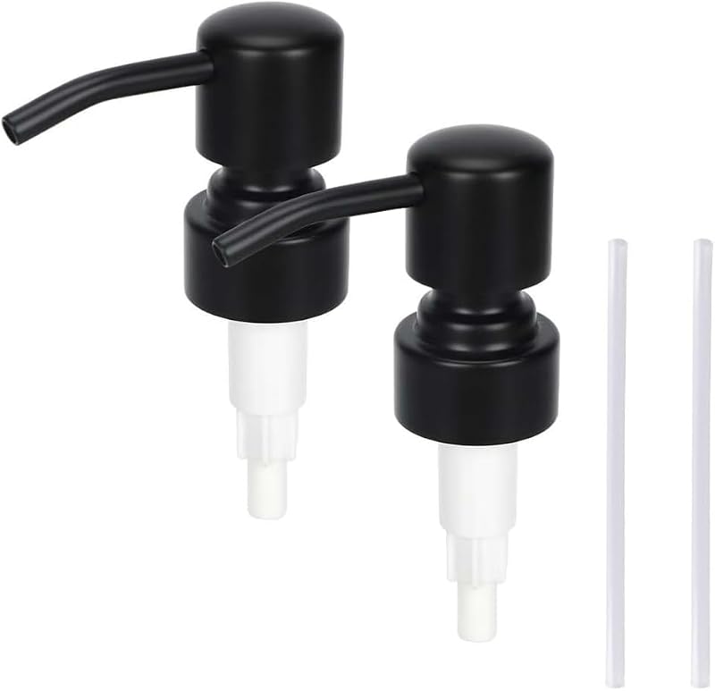 2 Dispensadores Jabón Acero Inox Negro Cabezal 28/400