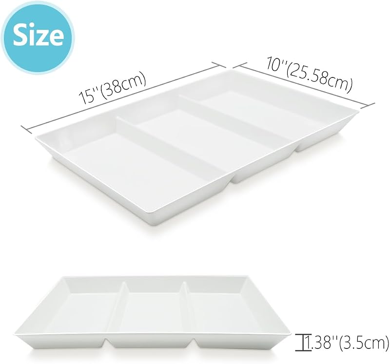 Bandeja servir dividida 38x25cm plástico para fiestas