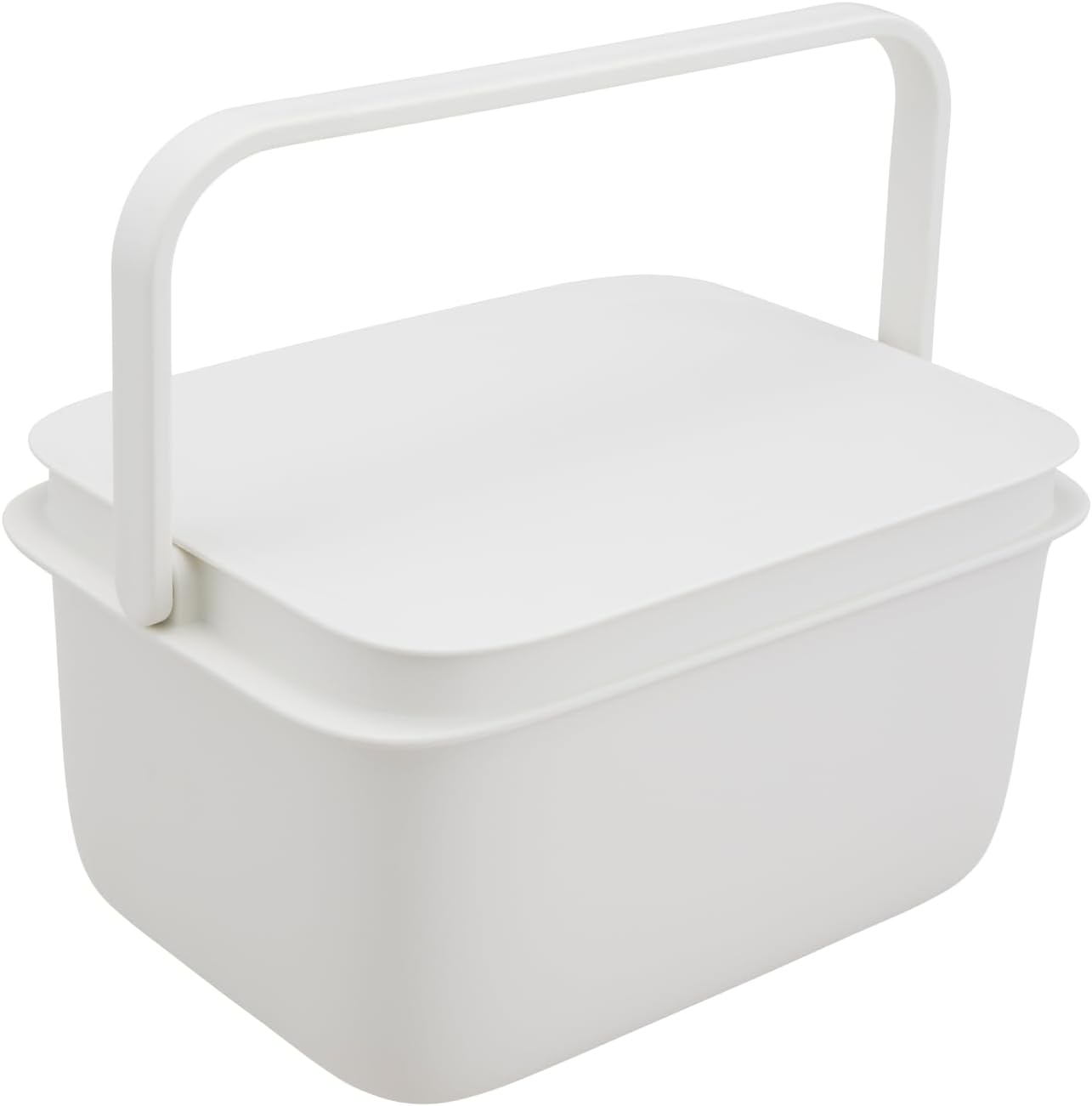 Cubo cuadrado 10L con tapa asa bañera lavandería blanco