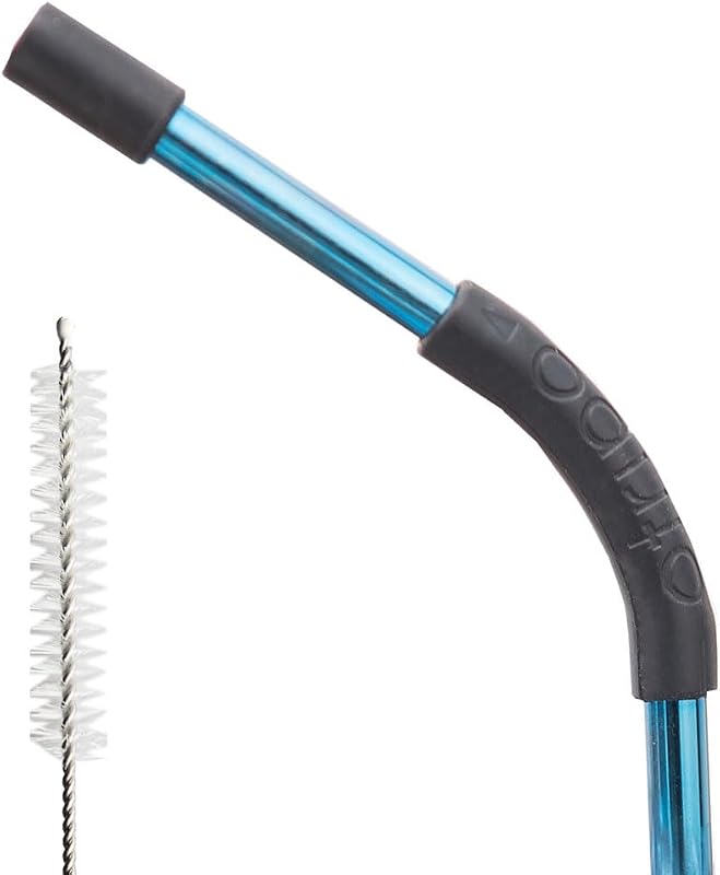 Paja compuesta acero inox flexible con cepillo azul