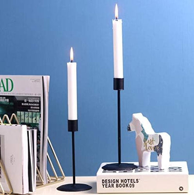 Candelabro metal negro para velas cónicas decorativo