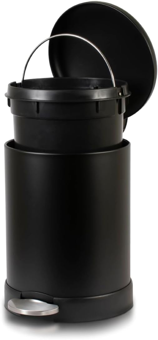 Cubo basura acero inox 1.2gal con tapa y pedal negro
