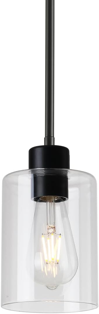 Lámpara colgante isla cocina vidrio negro 1 pack