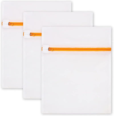 Bolsas malla lavandería 3 pzas cremallera naranja S
