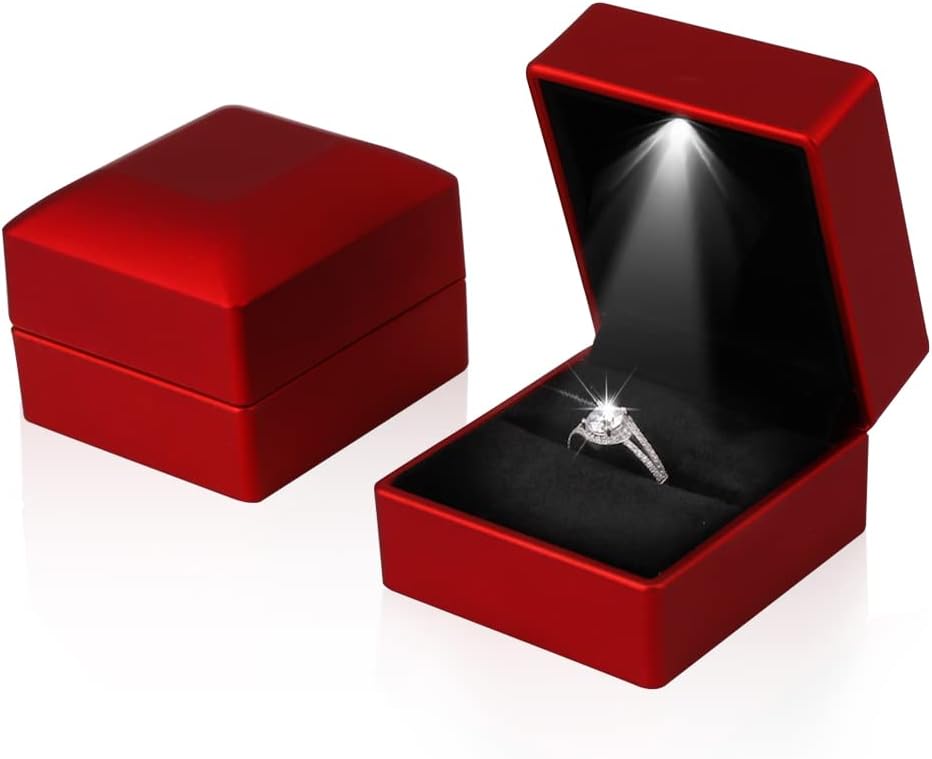 2 Cajas Anillo LED Iluminado para Bodas Compromisos