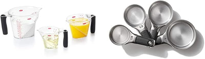 Set tazas medidoras acero inox en ángulo