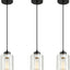 3 Lámparas de Techo Ajustables Vidrio Negro 30x15x22cm