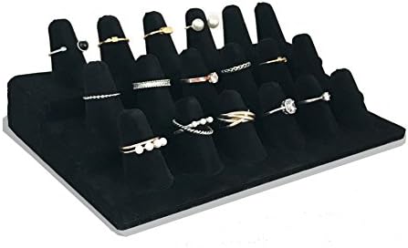 Soporte anillos terciopelo negro 18 dedos escaparate