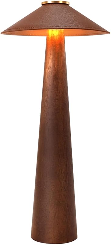 Lámpara de escritorio LED seta madera nogal USB C recargable