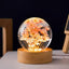 Luz nocturna bola vidrio flores 2.4pulg base madera