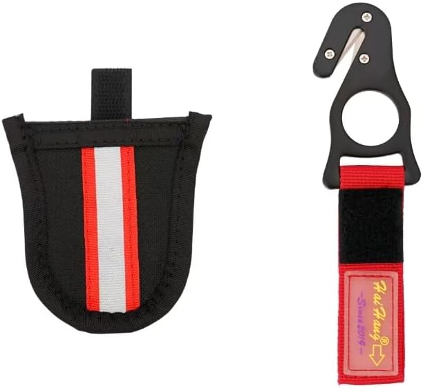 Cuchillo gancho kitesurf con bolsillo negro/rojo