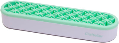 Pinceles silicona patrón flores 20,9x5x3,3cm blanco y menta