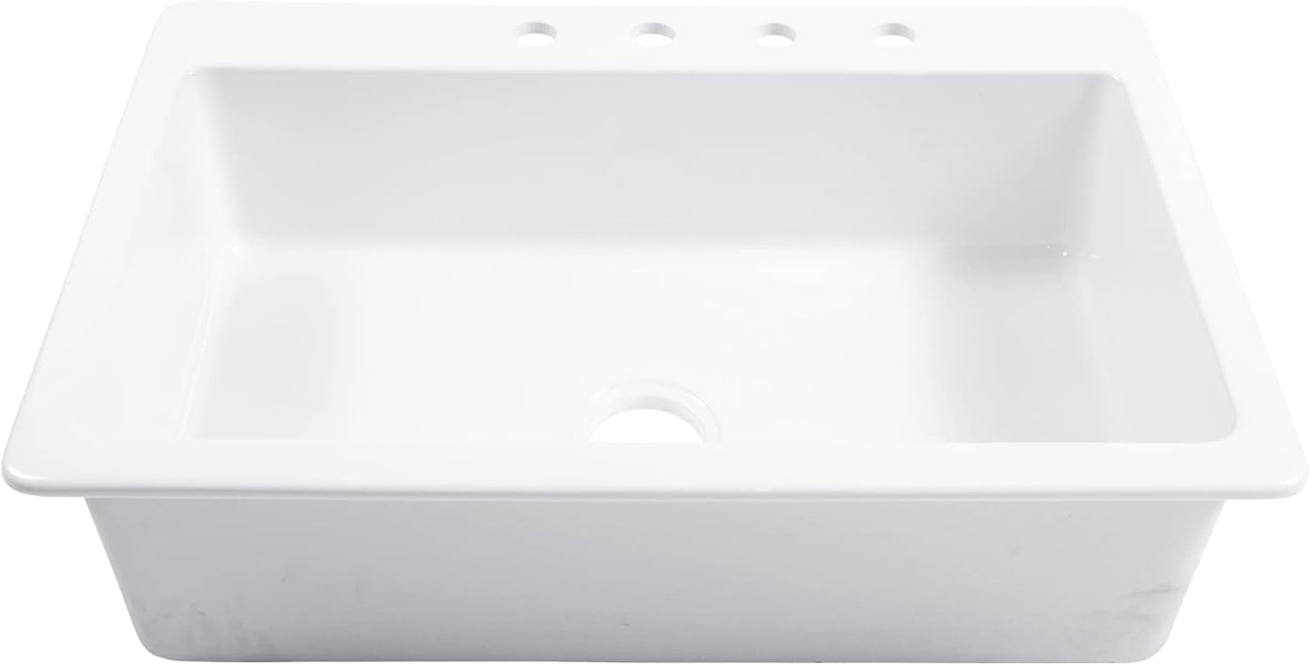 Fregadero cocina arcilla refractaria blanca 33pulg 4