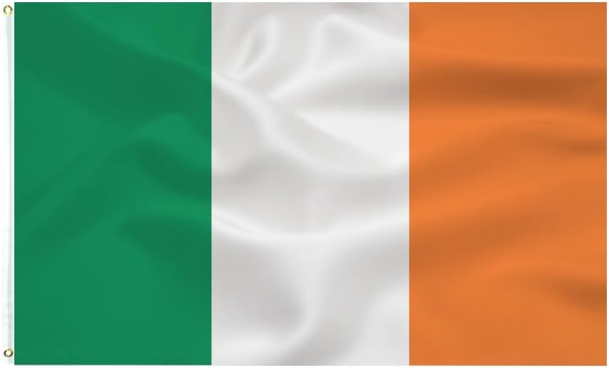Bandera Irlandesa 3x5ft Poliéster Ojales Latón Día San Patricio