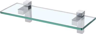 Estante vidrio templado baño 14" soporte cromo
