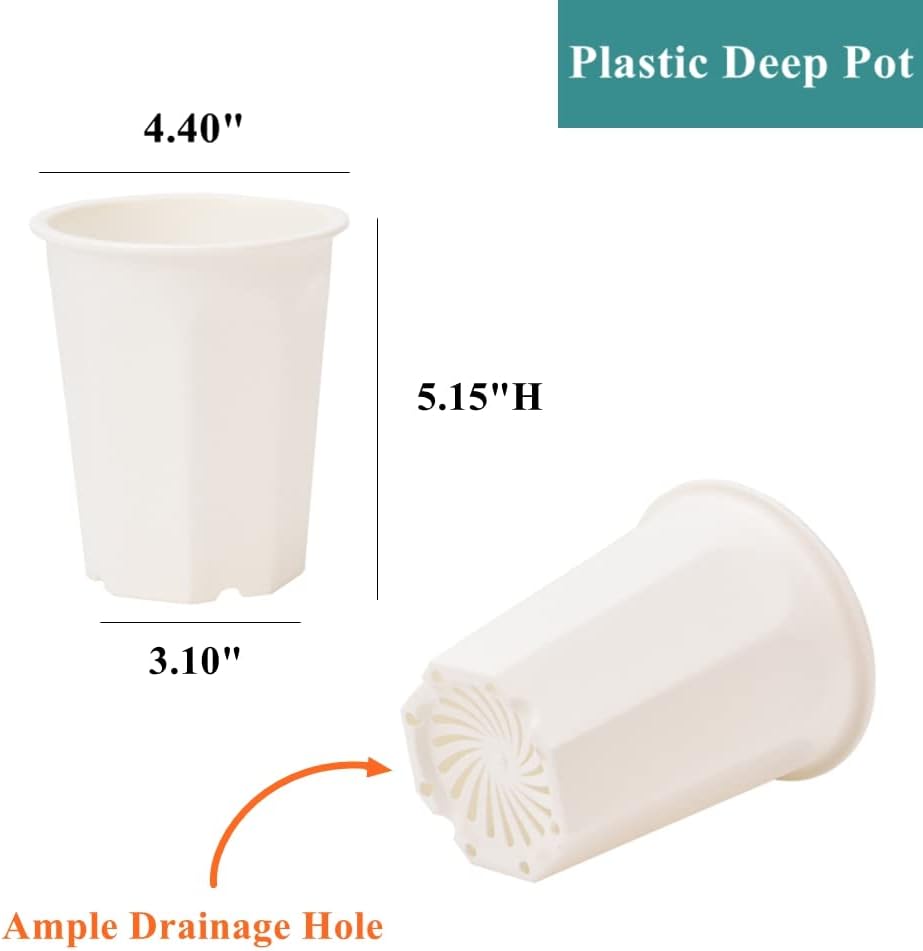 14 Macetas Plástico Blanco 4.4" para Vivero y Suculenta