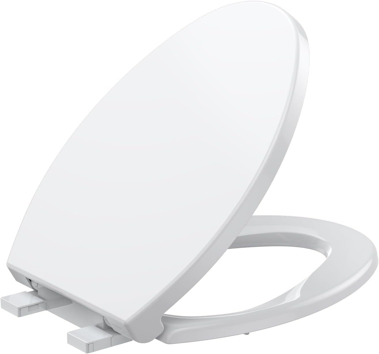 Funda asiento inodoro alargada con bisagras cierre lento blanco