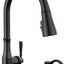 Grifo cocina Delta negro mate rociador dispensador jabón