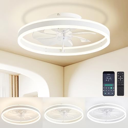 Ventilador techo luces candelabro 20pulg perfil bajo 6 velocidades