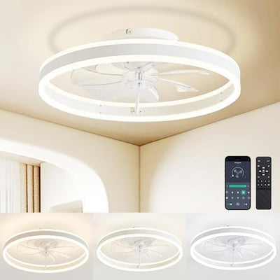 Ventilador techo luces candelabro 20pulg perfil bajo 6 velocidades