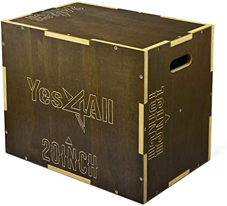 Caja pliométrica madera 450lb con asas anchas para saltar