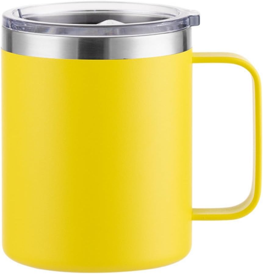Taza café 12oz acero inox doble pared aislada amarillo