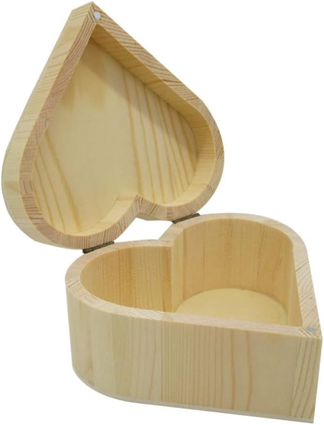 Caja regalo madera corazón para joyas y accesorios