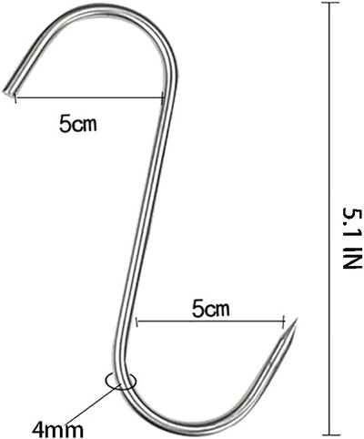 20 Ganchos Acero Inox 5.1" para Colgar Carne