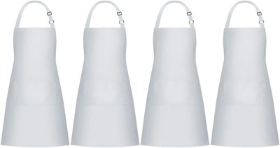 Set 4 Delantales Chef con Peto 2 Bolsillos Blanco