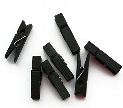 Set 100 clips madera colores para fotos y manualidades negro
