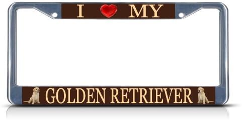 Marco matrícula perro texto I Love My Golden Retriever