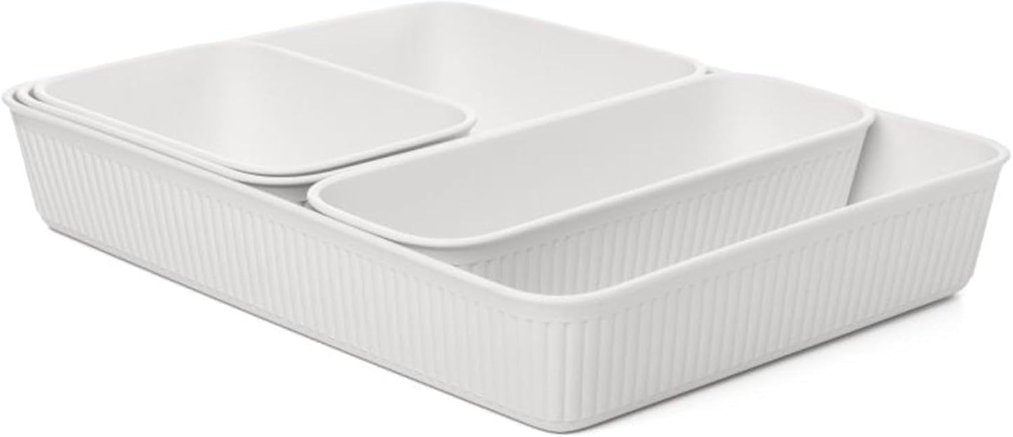 Bandeja organizadora cajones plástico blanco set 4 para hogar
