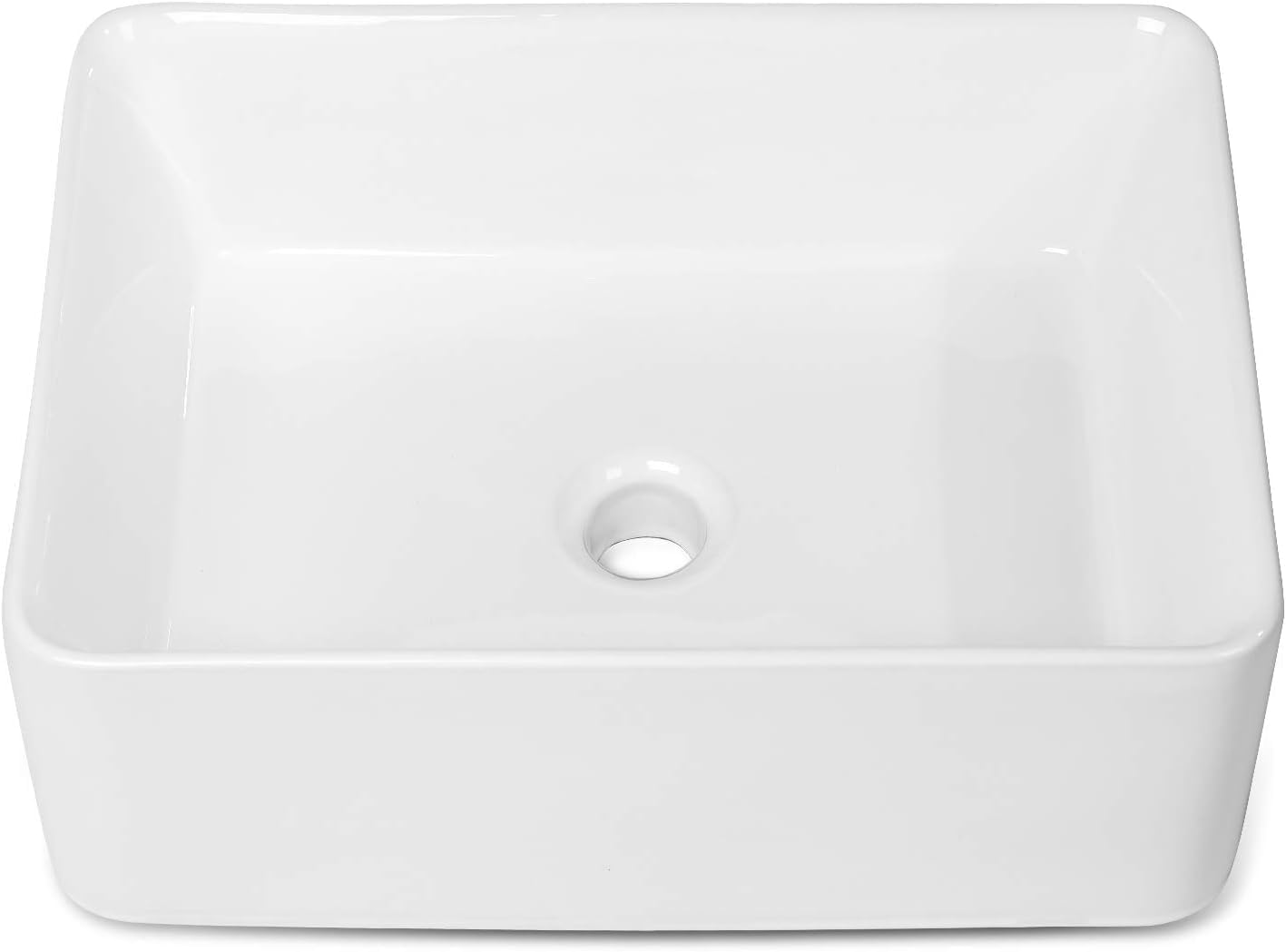 Lavabo sobre encimera rectangular blanco cerámica 18x13pulg