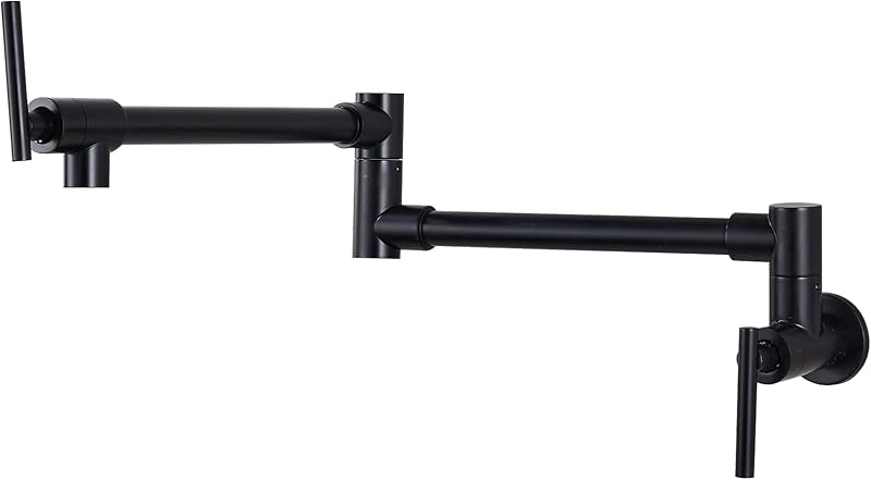 Grifo llenado olla acero inox negro pared brazos oscilantes
