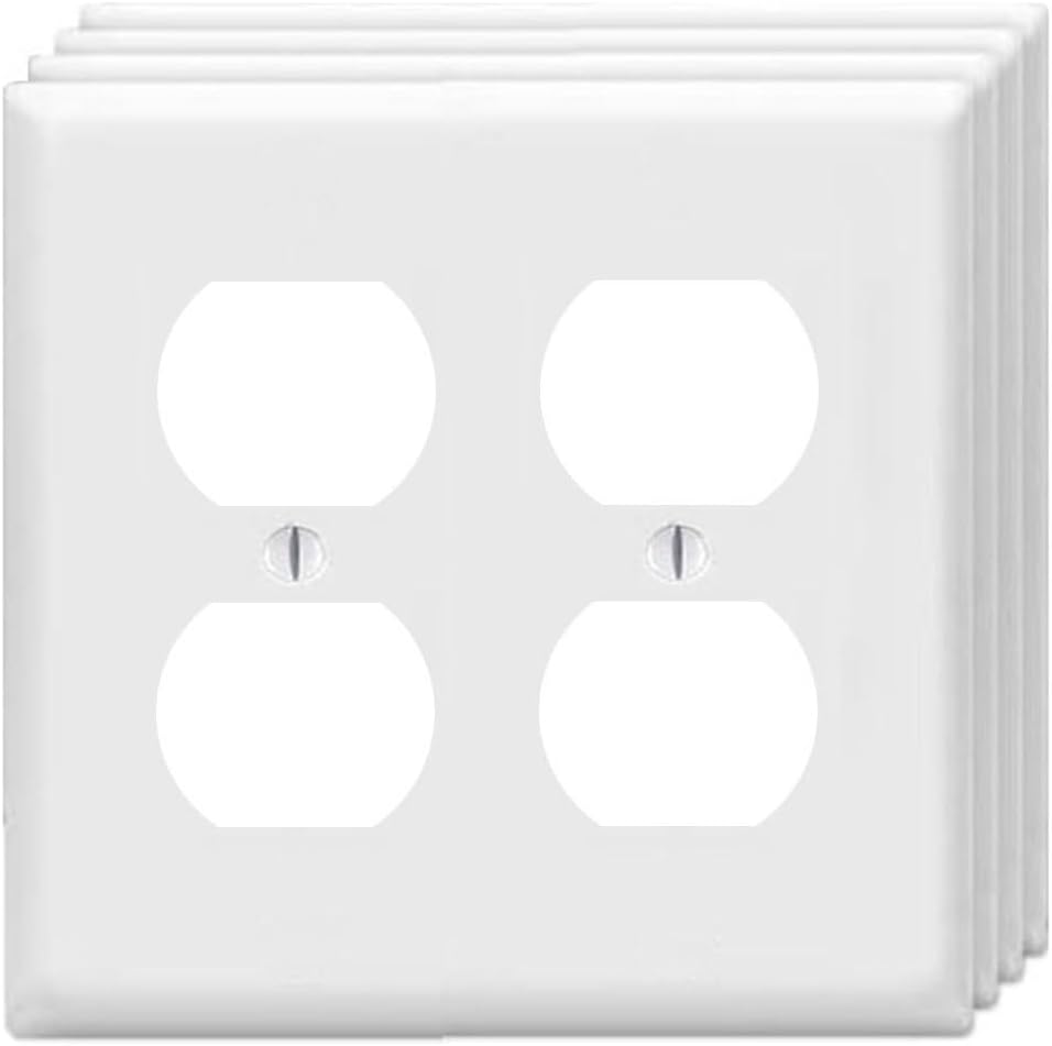 Placas pared toma doble 2 interruptores termoplástico blanco set 4