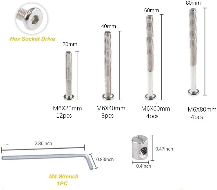 Kit repuesto tornillos hex M6x20mm para cuna bebé Delta Graco Dream