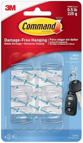 Tiras Command Mini Ganchos Transparentes 6 Uds