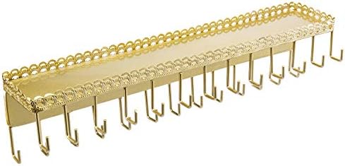 Organiz. joyas metal dorado 15" estante 26 ganchos