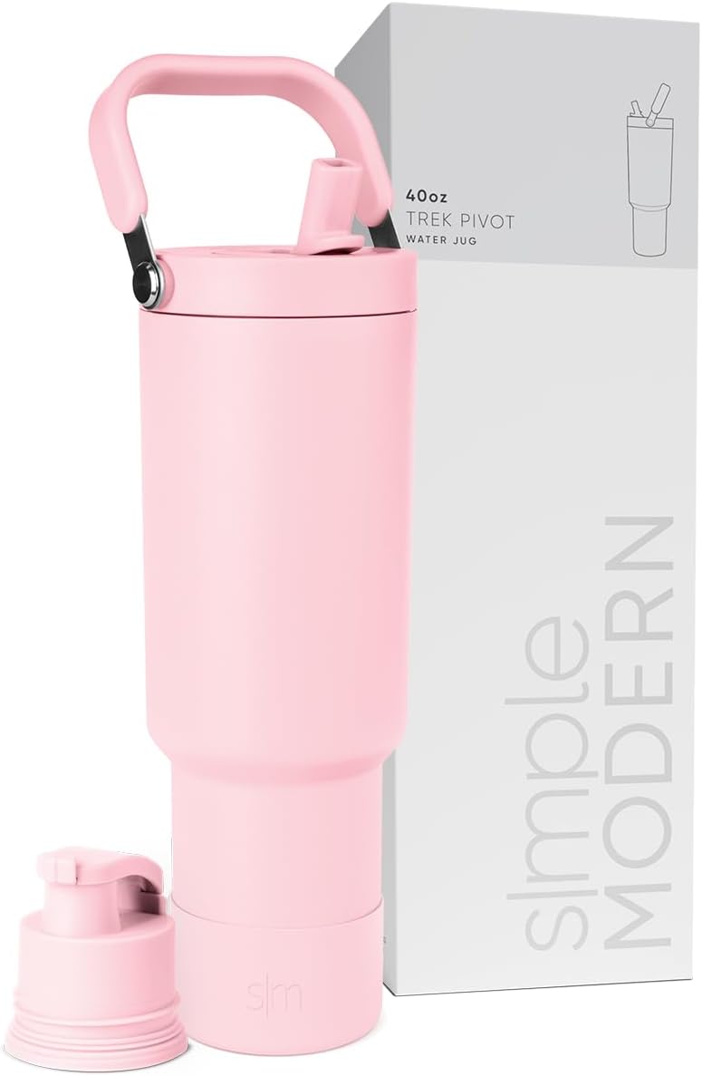 Vaso acero inox 40oz con pajita asa tapas intercambiables