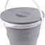 Cubo agua plegable con tapa bloqueo portátil RV camping gris