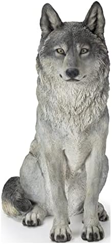 Estatua lobo gris sentado