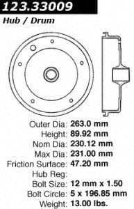Tambor freno delantero Volkswagen C-Tek