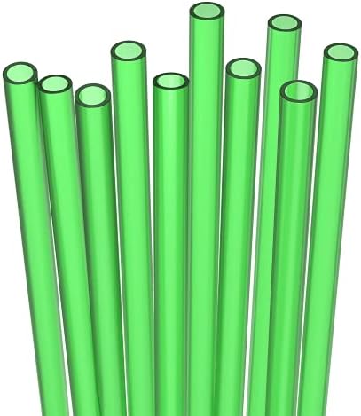 10 Popotes Reutilizables Plástico Verde para Vasos y Frascos